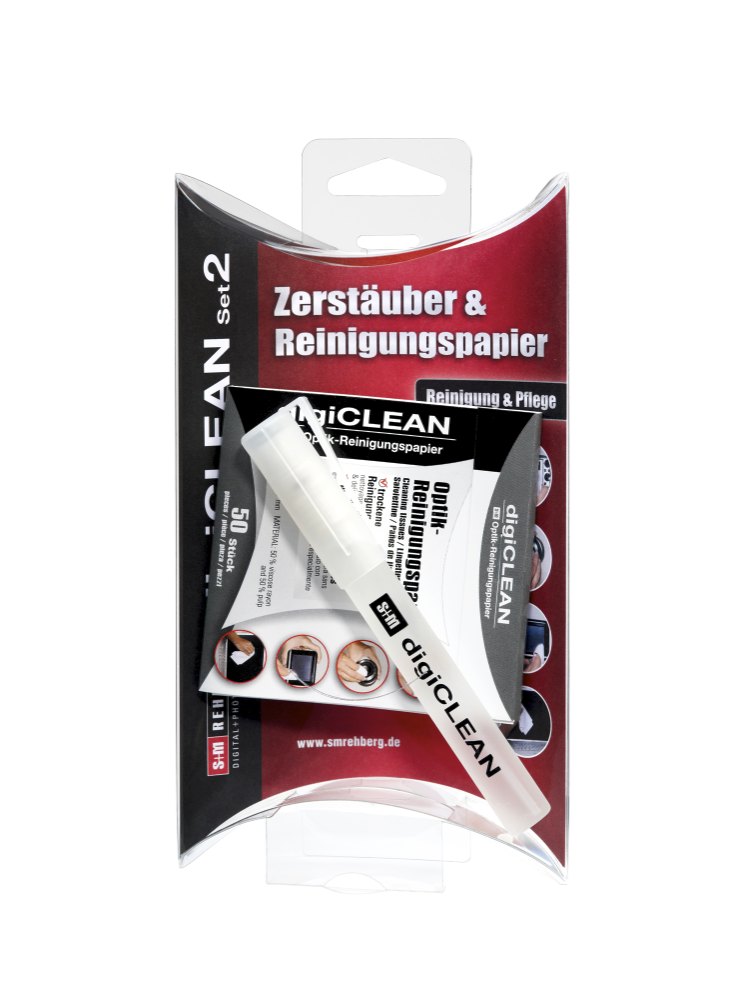 Digiclean Set 2; Zerstäuber & Reinigungspapier für S+M Rehberg